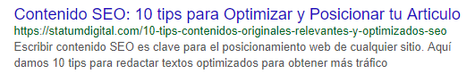 snippet contenido seo